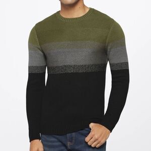 COMMERCE Heathered Chest Stripe Crewneck Sweater Grey Medium Stitch Fix Nwt